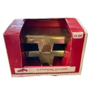 Holiday Time 2 Stocking Holders Gold